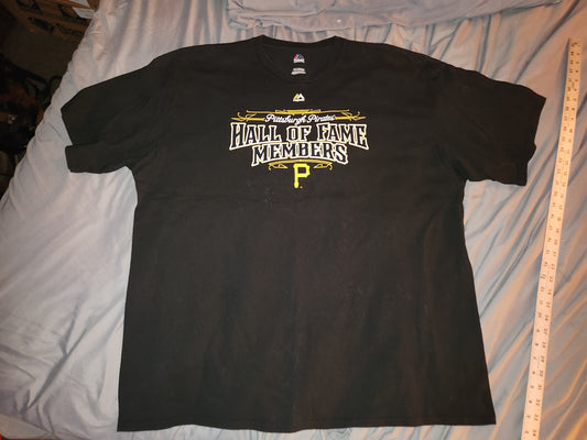 PITTSBURGH PIRATES HALL OF FAME MEMBERS BLACK MAJESTIC T-SHIRT 3X-LARGE w/HOFers